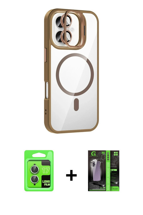ieg™ iPhone 17 Kılıf Yadigar Asil Koleksiyonu - Siyah 360 Mat Full Body Arka Koruyucu + Açık Yeşil R
