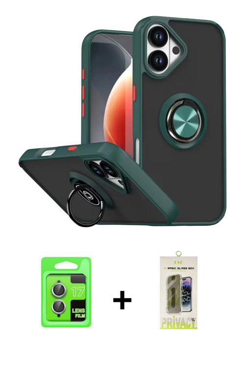 ieg™ iPhone 17 Kılıf Yörünge Çizgi - Siyah Joko Magic 5D Hayalet Cam + Açık Mavi Raze Metal Kamera L