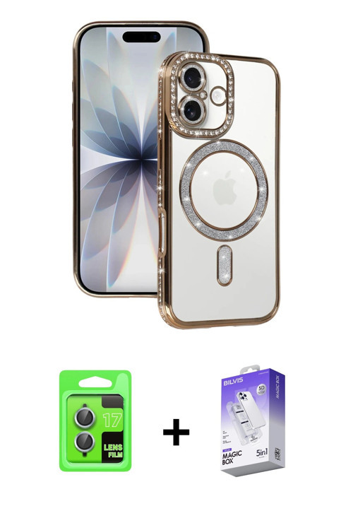 ieg™ iPhone 17 Kılıf Zirve Doku Prime - Siyah Bilvis 5in1 3D Magic Cam Ekran Koruyucu + Açık Mavi Ra