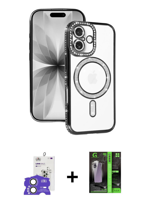 ieg™ iPhone 17 Kılıf Zirve Doku Prime - Siyah 360 Mat Full Body Arka Koruyucu + Açık Yeşil Bilvis Ti