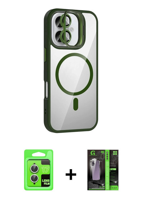 ieg™ iPhone 17 Kılıf Yadigar Asil Koleksiyonu - Siyah 360 Mat Full Body Arka Koruyucu + Gümüş Raze M