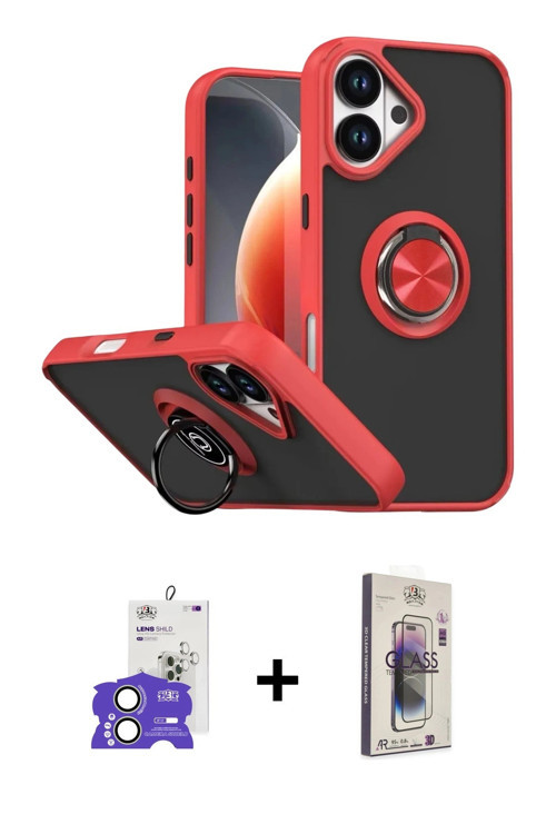 ieg™ iPhone 17 Kılıf Yörünge Çizgi - Siyah Bilvis 3D Cam Ekran Koruyucu + Açık Yeşil Bilvis Titan Ka
