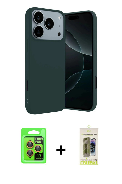 ieg™ iPhone 17 Pro Kılıf Kozmos Yansıma Özel Seri - Siyah Joko Magic 5D Hayalet Cam + Turuncu Raze M