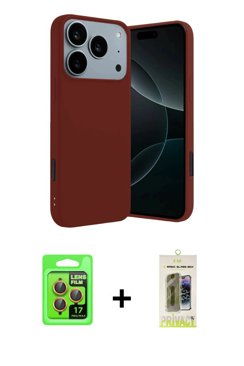 ieg™ iPhone 17 Pro Kılıf Kozmos Yansıma Özel Seri - Siyah Joko Magic 5D Hayalet Cam + Turuncu Raze M