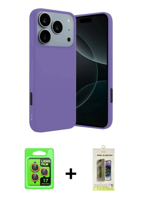ieg™ iPhone 17 Pro Kılıf Kozmos Yansıma Özel Seri - Siyah Joko Magic 5D Hayalet Cam + Turuncu Raze M