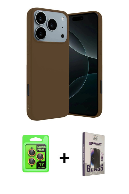 ieg™ iPhone 17 Pro Kılıf Kozmos Yansıma Özel Seri - Siyah Bilvis Hayalet Cam Ekran Koruyucu + Turunc