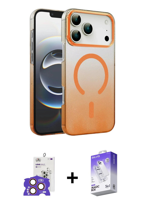 ieg™ iPhone 17 Pro Max Kılıf Ahenk Doku Özel Seri - Siyah Bilvis 5in1 3D Magic Cam Ekran Koruyucu +