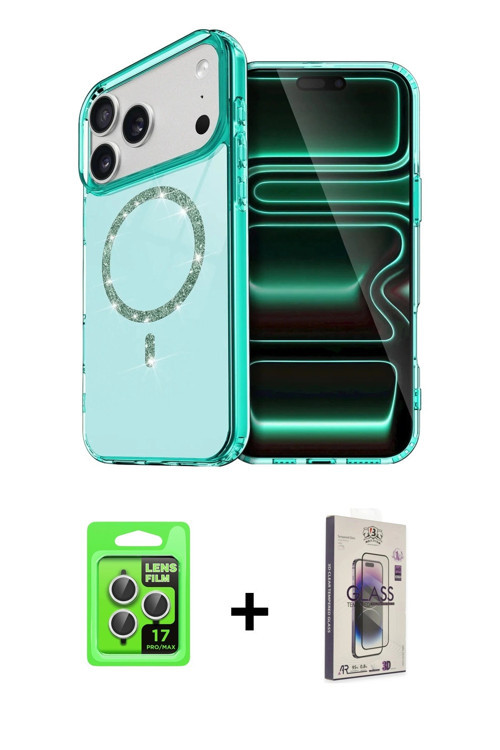 ieg™ iPhone 17 Pro Kılıf Kıvılcım Form Prime - Siyah Bilvis 3D Cam Ekran Koruyucu + Gümüş Raze Metal