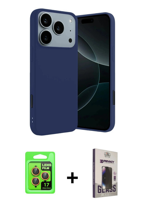 ieg™ iPhone 17 Pro Kılıf Kozmos Yansıma Özel Seri - Siyah Bilvis Hayalet Cam Ekran Koruyucu + Turunc