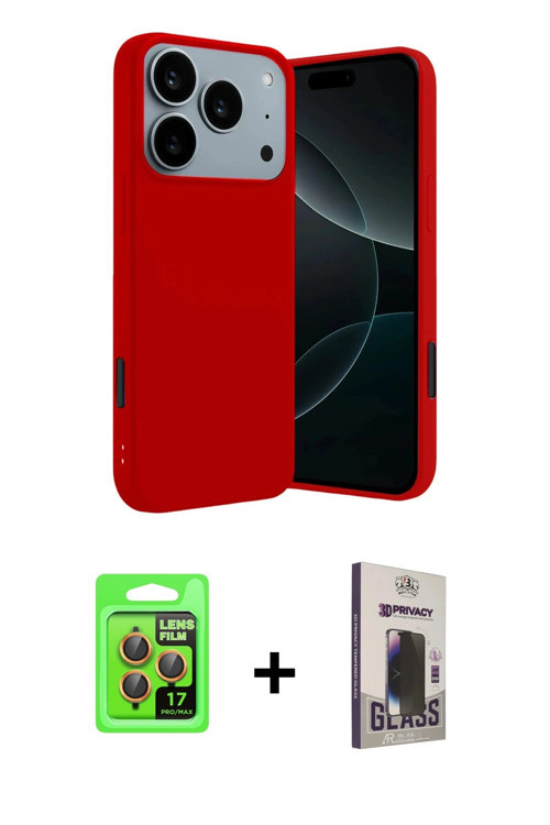 ieg™ iPhone 17 Pro Kılıf Kozmos Yansıma Özel Seri - Siyah Bilvis Hayalet Cam Ekran Koruyucu + Turunc