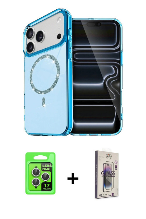 ieg™ iPhone 17 Pro Kılıf Kıvılcım Form Prime - Siyah Bilvis 3D Cam Ekran Koruyucu + Gümüş Raze Metal