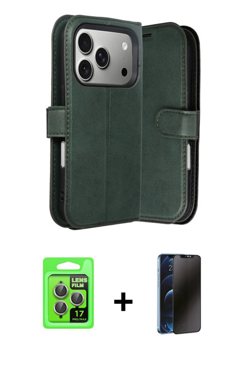 ieg™ iPhone 17 Pro Kılıf Siluet Işık Serisi - Siyah 3D Antistatik Hayalet Cam Ekran Koruyucu + Gri R