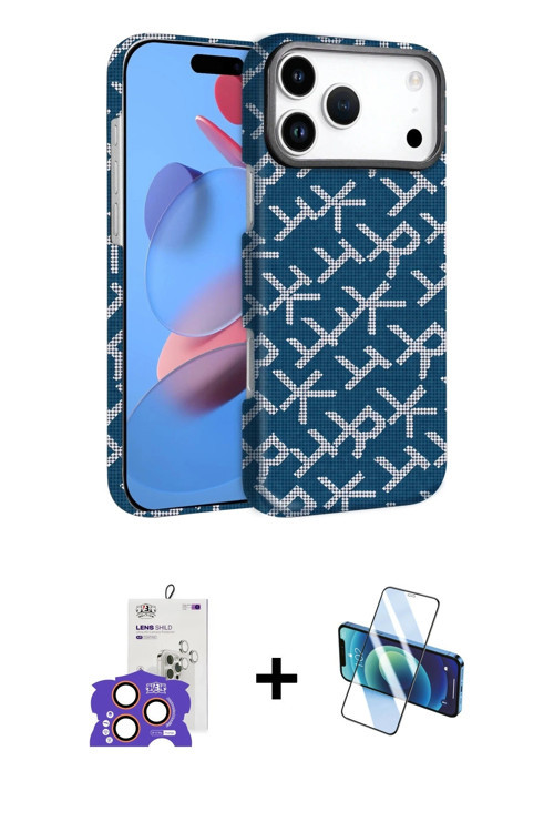 ieg™ iPhone 17 Pro Max Kılıf Doruk Serisi - Siyah 3D Antistatik Cam Ekran Koruyucu + Turuncu Bilvis