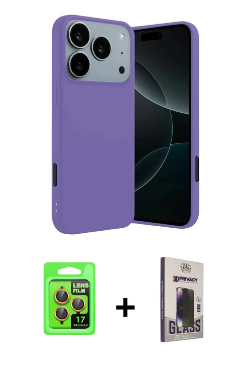 ieg™ iPhone 17 Pro Kılıf Kozmos Yansıma Özel Seri - Siyah Bilvis Hayalet Cam Ekran Koruyucu + Turunc