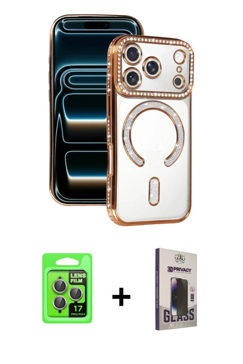 ieg™ iPhone 17 Pro Kılıf Zirve Doku Prime - Siyah Bilvis Hayalet Cam Ekran Koruyucu + Gri Raze Metal
