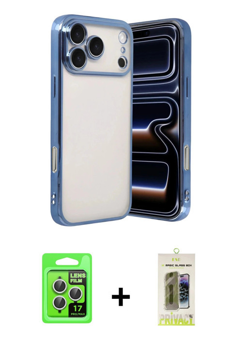 ieg™ iPhone 17 Pro Kılıf Vadi Minimal - Siyah Joko Magic 5D Hayalet Cam + Gümüş Raze Metal Kamera Le