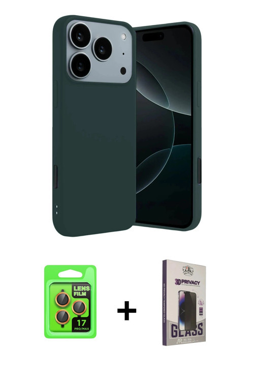 ieg™ iPhone 17 Pro Kılıf Kozmos Yansıma Özel Seri - Siyah Bilvis Hayalet Cam Ekran Koruyucu + Turunc