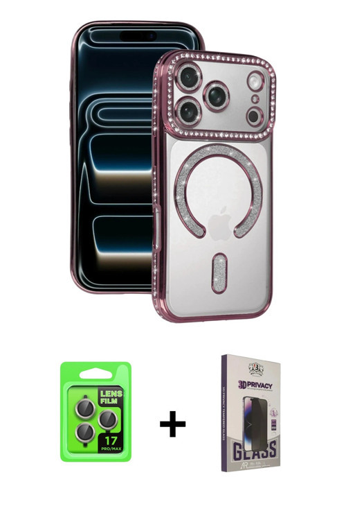 ieg™ iPhone 17 Pro Kılıf Zirve Doku Prime - Siyah Bilvis Hayalet Cam Ekran Koruyucu + Gri Raze Metal