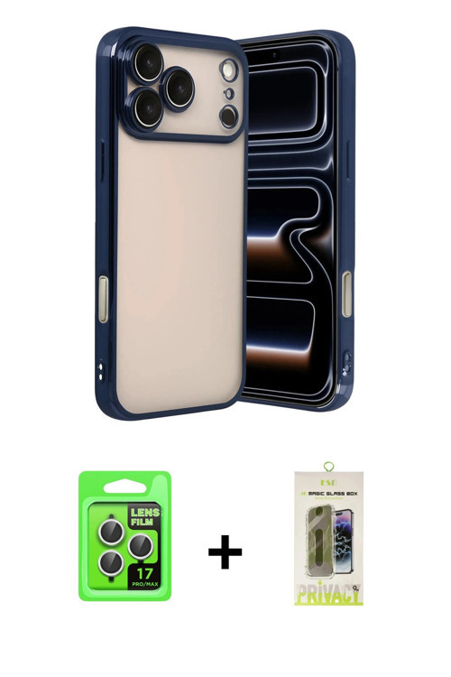 ieg™ iPhone 17 Pro Kılıf Vadi Minimal - Siyah Joko Magic 5D Hayalet Cam + Gümüş Raze Metal Kamera Le
