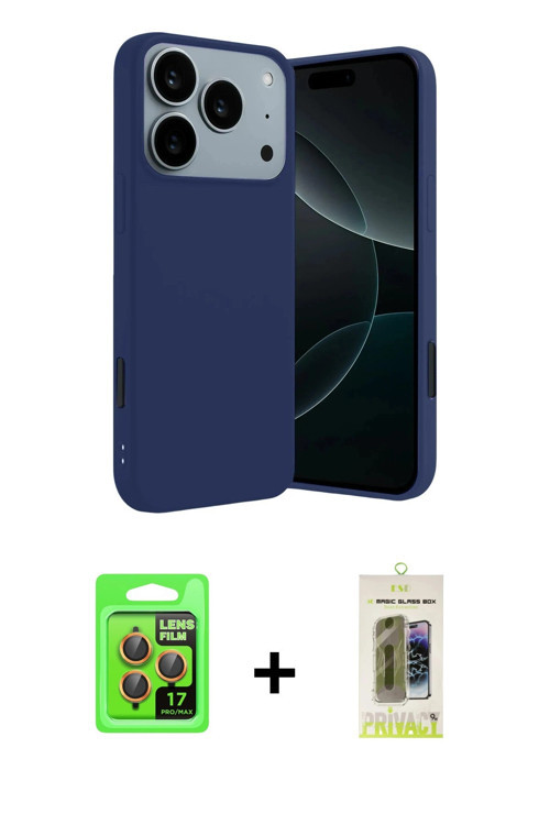 ieg™ iPhone 17 Pro Kılıf Kozmos Yansıma Özel Seri - Siyah Joko Magic 5D Hayalet Cam + Turuncu Raze M