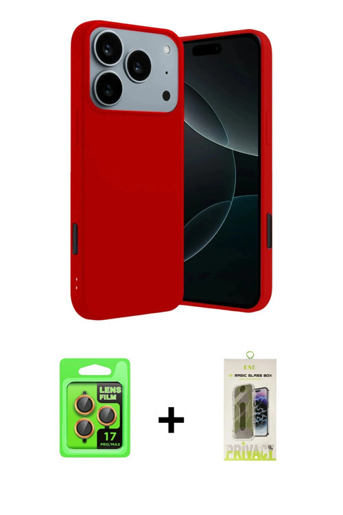 ieg™ iPhone 17 Pro Kılıf Kozmos Yansıma Özel Seri - Siyah Joko Magic 5D Hayalet Cam + Turuncu Raze M