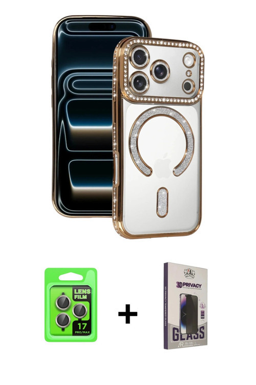 ieg™ iPhone 17 Pro Kılıf Zirve Doku Prime - Siyah Bilvis Hayalet Cam Ekran Koruyucu + Gri Raze Metal