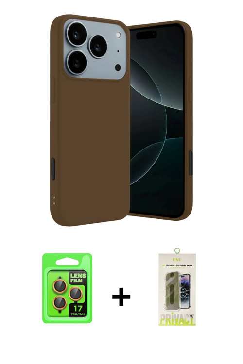 ieg™ iPhone 17 Pro Kılıf Kozmos Yansıma Özel Seri - Siyah Joko Magic 5D Hayalet Cam + Turuncu Raze M