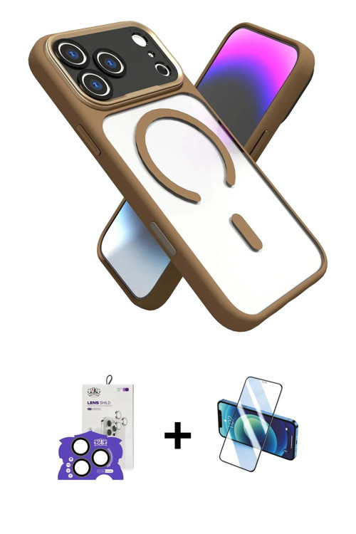 ieg™ iPhone 17 Pro Max Kılıf Nova Yansıma Serisi - Siyah 3D Antistatik Cam Ekran Koruyucu + Natural