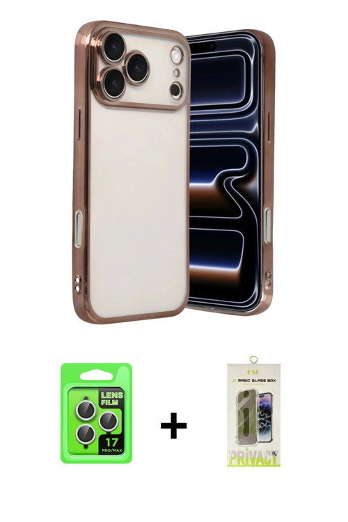ieg™ iPhone 17 Pro Kılıf Vadi Minimal - Siyah Joko Magic 5D Hayalet Cam + Gümüş Raze Metal Kamera Le