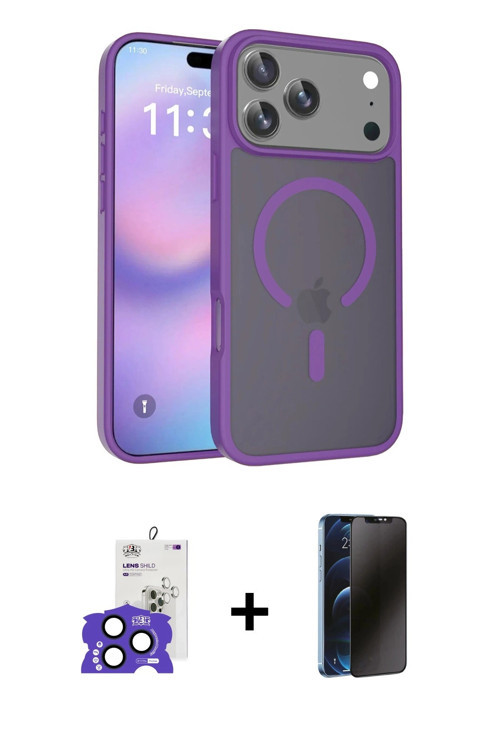 ieg™ iPhone 17 Pro Max Kılıf Siluet Minimal Prime - Siyah 3D Antistatik Hayalet Cam Ekran Koruyucu +