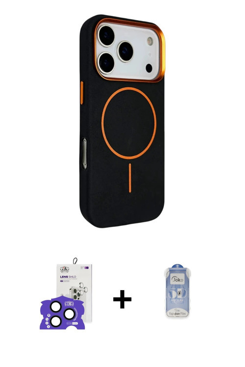 ieg™ iPhone 17 Pro Max Kılıf Kutup Minimal Prime - Siyah Joko Magic 5D Cam + Lacivert Bilvis Titan K