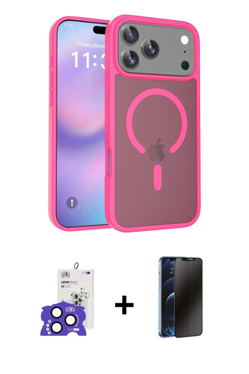 ieg™ iPhone 17 Pro Max Kılıf Siluet Minimal Prime - Siyah 3D Antistatik Hayalet Cam Ekran Koruyucu +