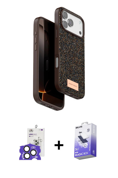 ieg™ iPhone 17 Pro Max Kılıf Vadi Klasik Serisi - Siyah Bilvis 5in1 5D Magic Hayalet Cam Ekran Koruy