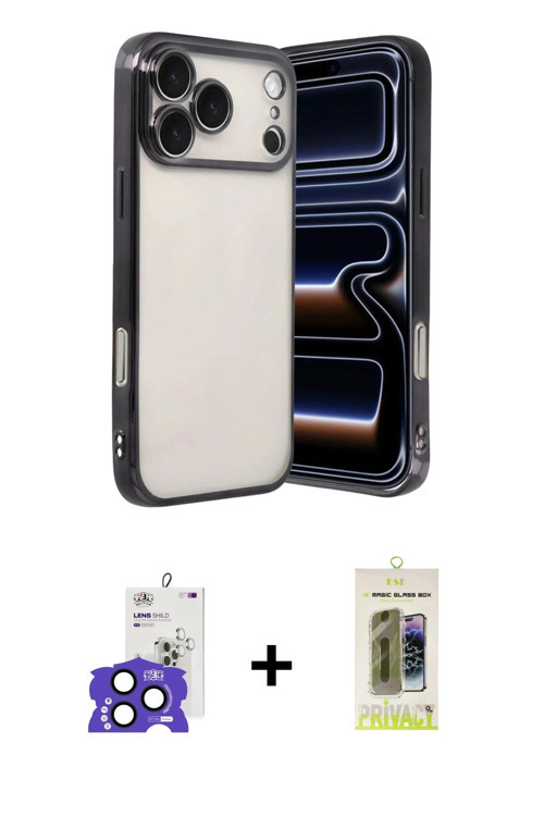ieg™ iPhone 17 Pro Max Kılıf Vadi Minimal - Siyah Joko Magic 5D Hayalet Cam + Lacivert Bilvis Titan
