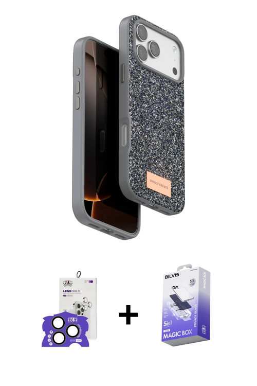 ieg™ iPhone 17 Pro Max Kılıf Vadi Klasik Serisi - Siyah Bilvis 5in1 5D Magic Hayalet Cam Ekran Koruy