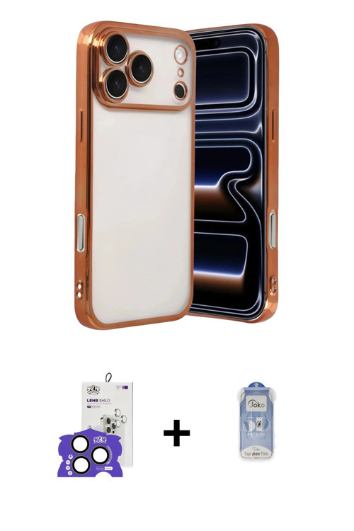 ieg™ iPhone 17 Pro Max Kılıf Vadi Minimal - Siyah Joko Magic 5D Cam + Natural Grey Bilvis Titan Kame