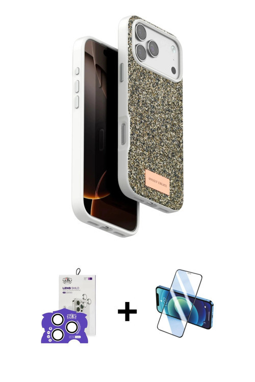 ieg™ iPhone 17 Pro Max Kılıf Vadi Klasik Serisi - Siyah 3D Antistatik Cam Ekran Koruyucu + Gümüş Bil