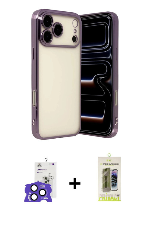 ieg™ iPhone 17 Pro Max Kılıf Vadi Minimal - Siyah Joko Magic 5D Hayalet Cam + Lacivert Bilvis Titan