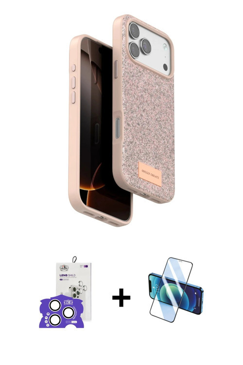 ieg™ iPhone 17 Pro Max Kılıf Vadi Klasik Serisi - Siyah 3D Antistatik Cam Ekran Koruyucu + Gümüş Bil