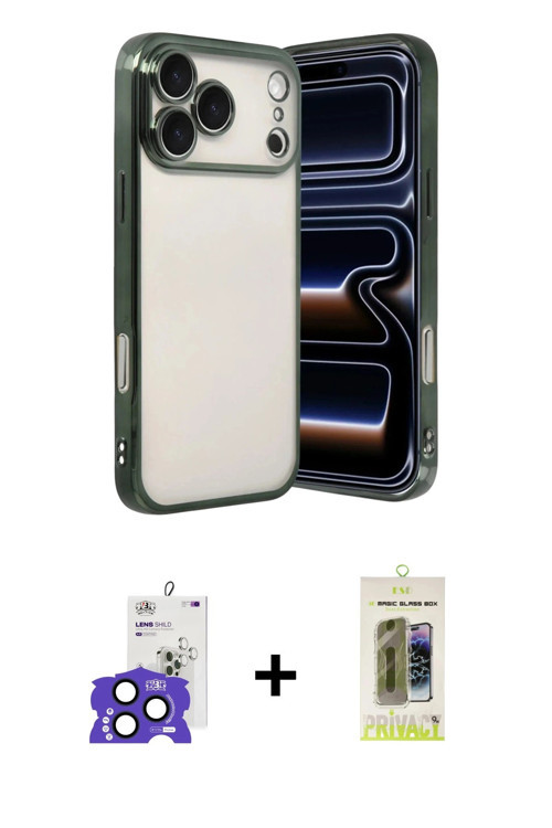 ieg™ iPhone 17 Pro Max Kılıf Vadi Minimal - Siyah Joko Magic 5D Hayalet Cam + Lacivert Bilvis Titan