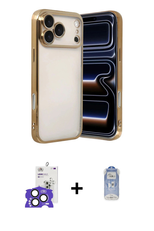 ieg™ iPhone 17 Pro Max Kılıf Vadi Minimal - Siyah Joko Magic 5D Cam + Natural Grey Bilvis Titan Kame