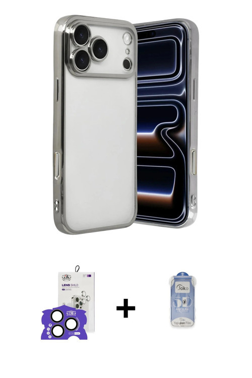 ieg™ iPhone 17 Pro Max Kılıf Vadi Minimal - Siyah Joko Magic 5D Cam + Natural Grey Bilvis Titan Kame