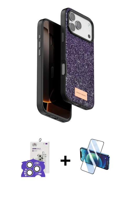 ieg™ iPhone 17 Pro Max Kılıf Vadi Klasik Serisi - Siyah 3D Antistatik Cam Ekran Koruyucu + Gümüş Bil