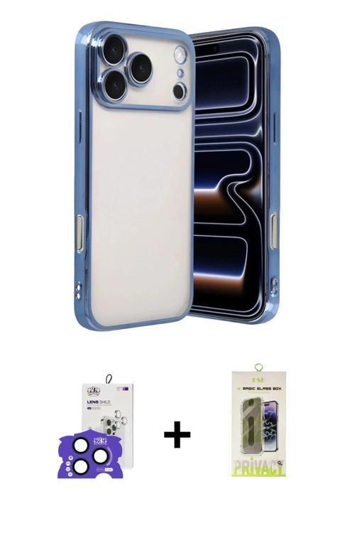 ieg™ iPhone 17 Pro Max Kılıf Vadi Minimal - Siyah Joko Magic 5D Hayalet Cam + Lacivert Bilvis Titan