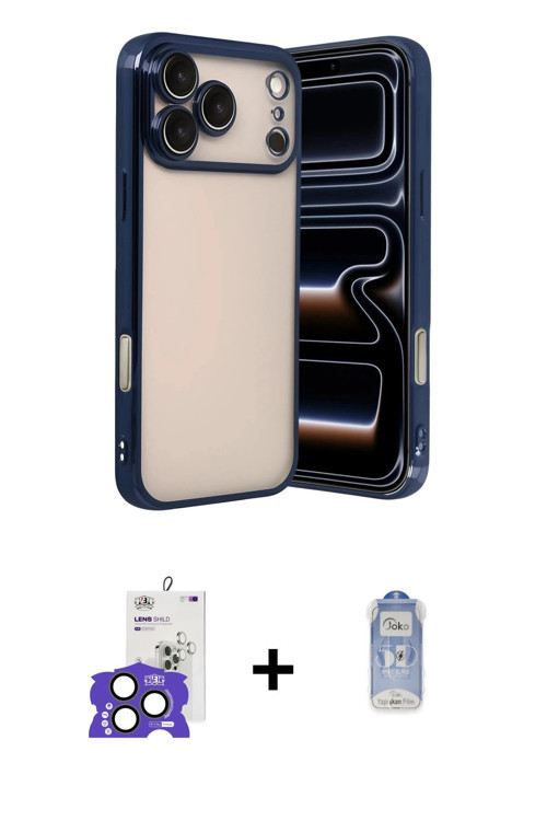 ieg™ iPhone 17 Pro Max Kılıf Vadi Minimal - Siyah Joko Magic 5D Cam + Natural Grey Bilvis Titan Kame