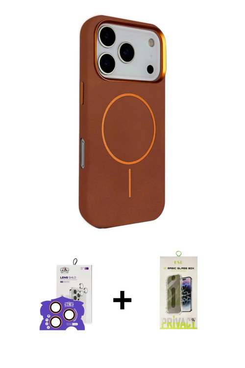 ieg™ iPhone 17 Pro Max Kılıf Kutup Minimal Prime - Siyah Joko Magic 5D Hayalet Cam + Turuncu Bilvis