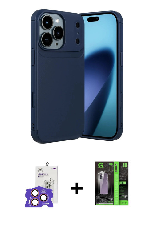 ieg™ iPhone 17 Pro Max Kılıf Eksen Form Prime - Siyah 360 Mat Full Body Arka Koruyucu + Turuncu Bilv