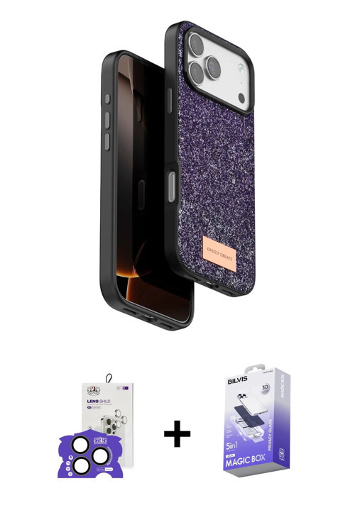 ieg™ iPhone 17 Pro Max Kılıf Vadi Klasik Serisi - Siyah Bilvis 5in1 5D Magic Hayalet Cam Ekran Koruy