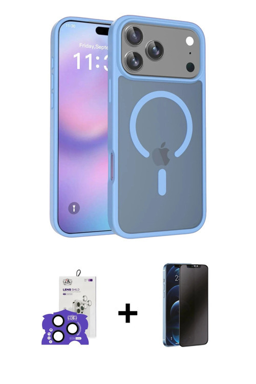 ieg™ iPhone 17 Pro Max Kılıf Siluet Minimal Prime - Siyah 3D Antistatik Hayalet Cam Ekran Koruyucu +