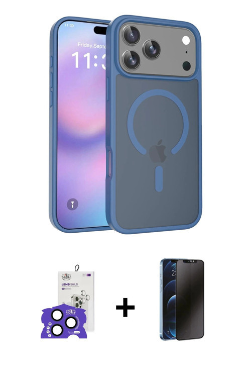 ieg™ iPhone 17 Pro Max Kılıf Siluet Minimal Prime - Siyah 3D Antistatik Hayalet Cam Ekran Koruyucu +